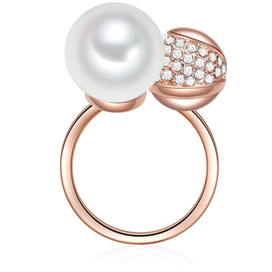 Ring roségold Muschelkernperle weiß Zirkonia weiß